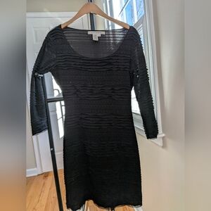 Max Studio Black Textured Long Sleeve Dress